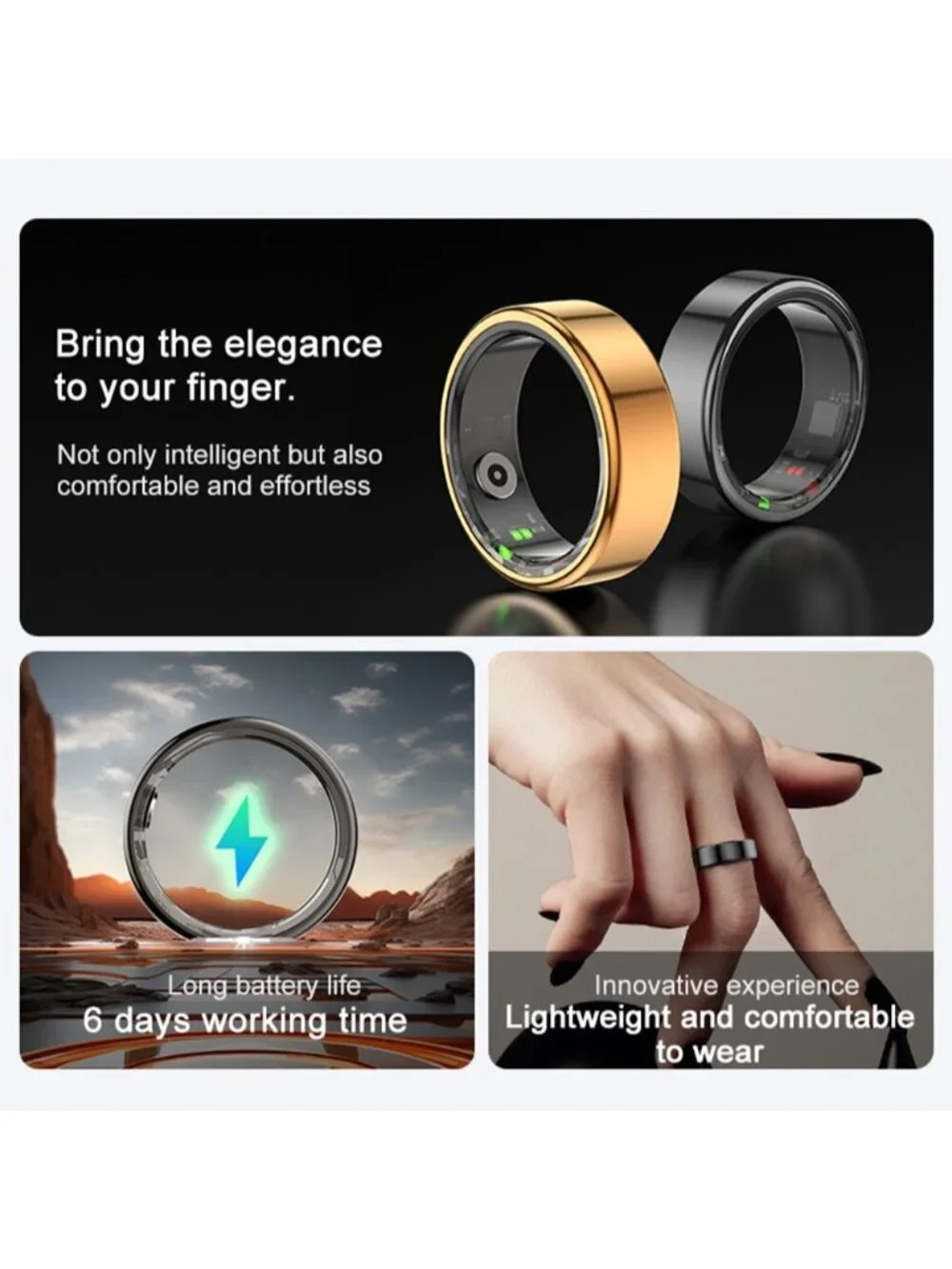 COLMI R02 Smart Ring with Charging Case Health Fitness Tracker Heart Rate Sleep
